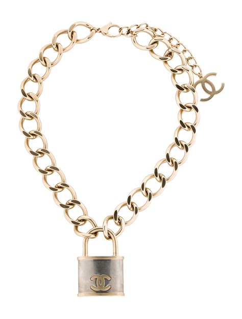 chanel padlock chain necklace|gold chanel necklace.